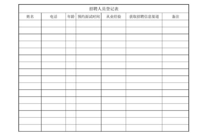 简化的招聘登记表 简化的招聘登记表